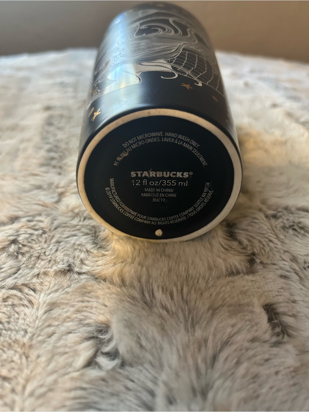 Starbucks Black and White Mermaid Travel Tumbler with Gold Accents - Picture 4 of 4